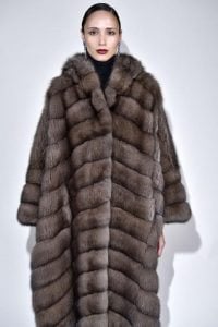 Helen Yarmak, NYFW,  white mink jacket, International Fur Federation