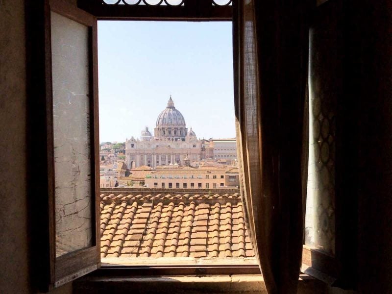 St. Peters Basilica from a window in St. Angelo's Castle in Rome.