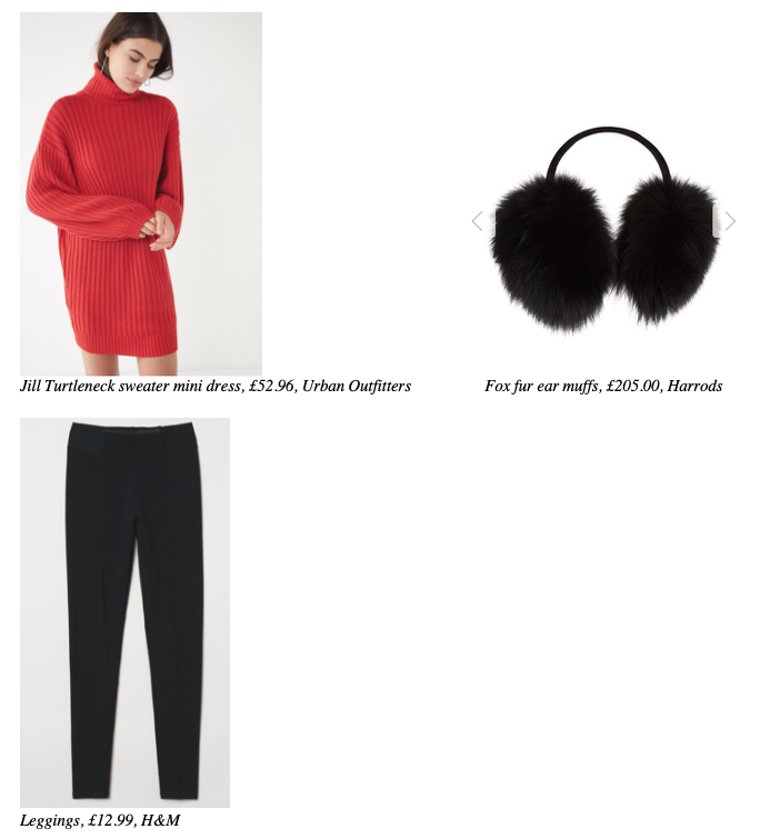 jill-turtleneck-sweater-mini-dress-urban-outfitters-fox-fur-ear-muffs-harrods-leggings-h&m